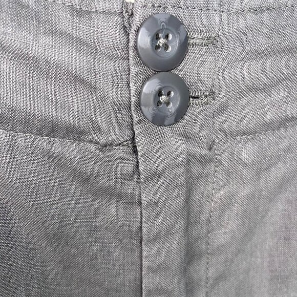 Tahari Linen Trousers Womens Size 12 Wide Leg Two Button Four Pocket Dove Gray - Picture 9 of 12